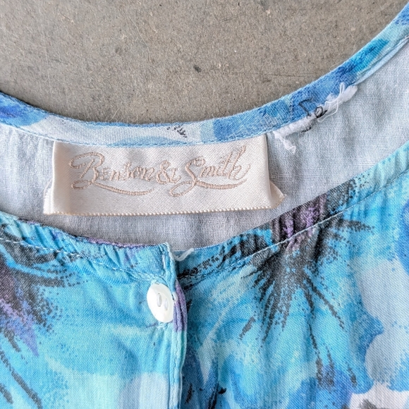 Vintage Blue Floral Sleeveless Tiered Midi Dress - Picture 8 of 10